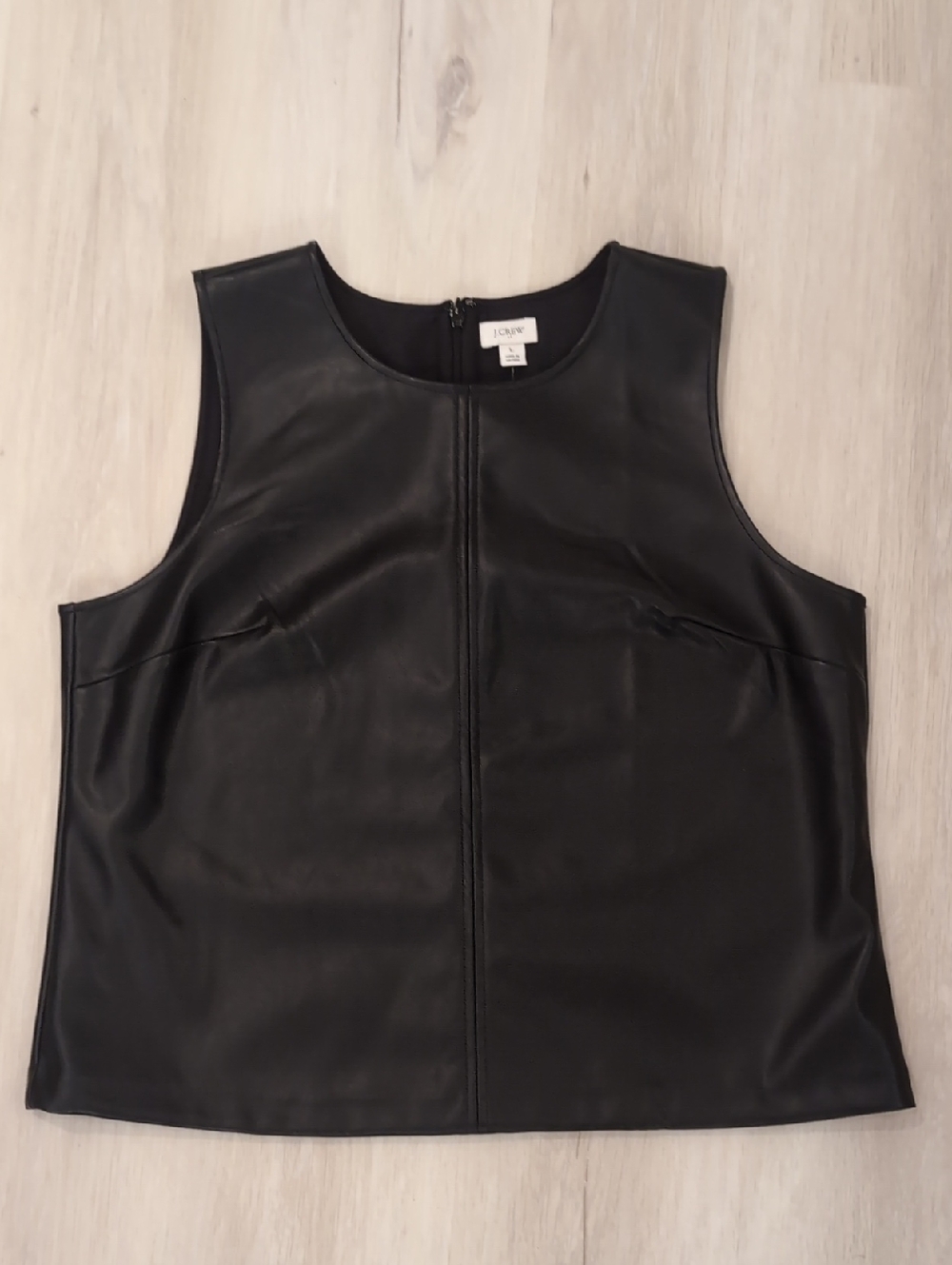 J. Crew Factory Black Faux Leather Sleeveless Shell